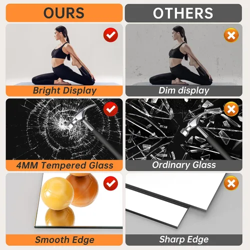 Miniatura 4 de Hasipu 3 piezas de espejos para gimnasio en casa de 48''x24'', espejos grandes de cuerpo entero montados en la pared para yoga, baile, fitness