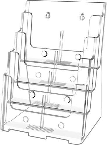 FUCDTEFC Soporte acrílico para folletos de 8.5 x 11 y 4 x 9 pulgadas, soporte transparente de 4 niveles para revistas, soporte de exhibición de
