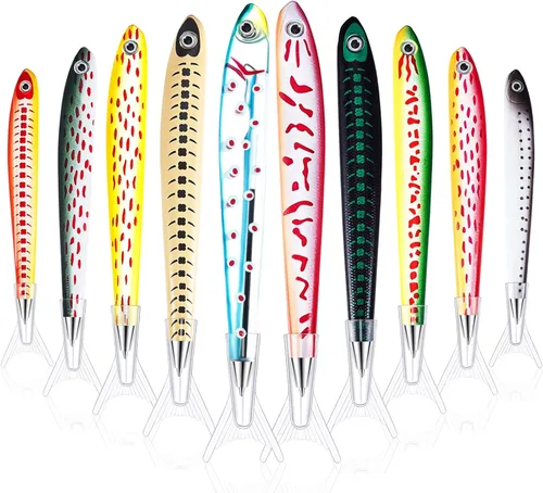 Outus Bolígrafos de pez Kawaii novedosos bolígrafos de pez de 0.028 in de tinta negra, bolígrafo de escritura realista a granel, decoración de pesca