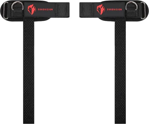 Miniatura 13 de Ekkovision Correas de levantamiento de pesas con anillo en D con puños, soporte de muñeca para hombres, correas de elevación gruesas y cómodas