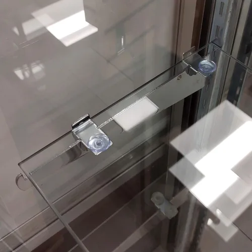 Miniatura 8 de Clip de estante de esquina derecha e izquierda y cojín de goma para soportes para colgar estantes de vidrio, madera o metal, paquete de 10