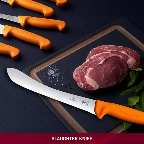 Miniatura 6 de Victorinox Swibo - Cuchillo para desollar de 8 pulgadas, borde recto, punta ensanchada, acero inoxidable, apto para lavavajillas, naranja