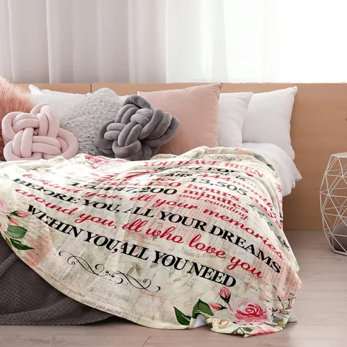 Miniatura 4 de Givetoyou Manta de cumpleaños número 37 para mujer, estampado floral rosa y blanco, 60 x 50 pulgadas, forro polar de poliéster, manta 34 años