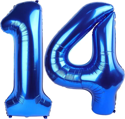Miniatura 355 de Globos de números de 5 globos de 40 pulgadas, decoraciones de cumpleaños azules para niños y niñas, globos de números azul marino grandes