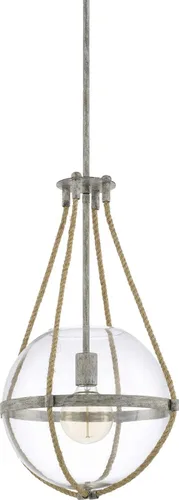 Miniatura 6 de Capital Lighting 327413NG Beaufort - Bata costera de yute natural con colgante de globo de vidrio transparente, 1 luz de 100 vatios, 23 pulgadas