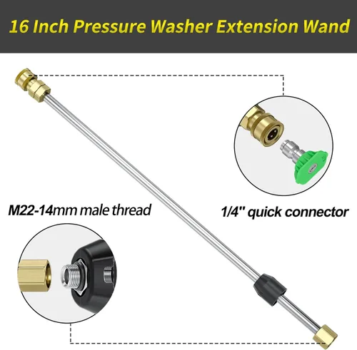 Miniatura 6 de POHIR Pistola de lavado a presión de 3600 PSI con varita de extensión giratoria de conexión rápida de 3/8 pulgadas, M22 de 0.591 in y M22 de 0.551