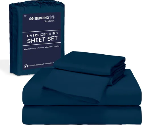Miniatura 15 de SGI Bedding 108" x 108" Juego de sábanas de 4 piezas de tamaño Alaskan King de 1000 hilos 100% de algodón egipcio - Sábanas de bolsillo profundo