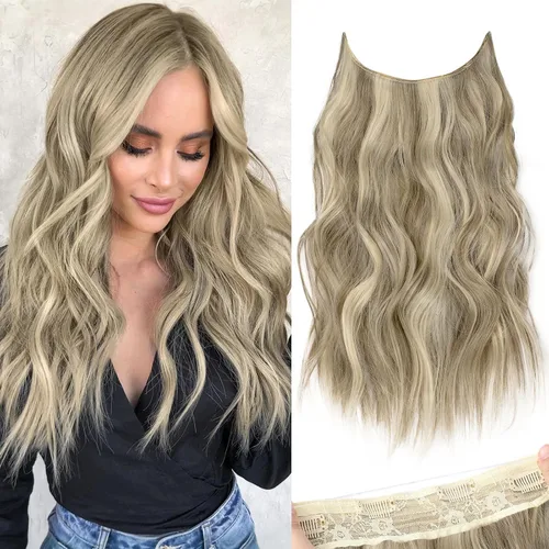 Miniatura 105 de KooKaStyle - Extensiones de cabello con hilo invisible, diadema transparente, ajustables, 4 clips fijadores, cabello largo y ondulado de 12