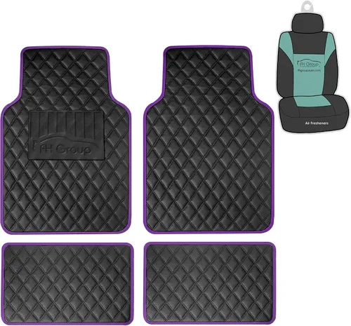 Miniatura 13 de FH Group Alfombrillas universales para automóvil, ajuste multiusos, de lujo, de piel sintética, combo de fundas de asiento de automóvil pequeñas