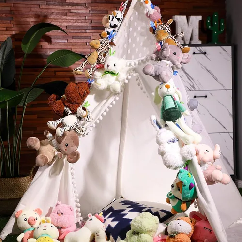 Miniatura 3 de Hotop 2 unidades de cadena de almacenamiento de animales de peluche colgantes con 40 clips de plástico de 79 pulgadas con ganchos para colgar