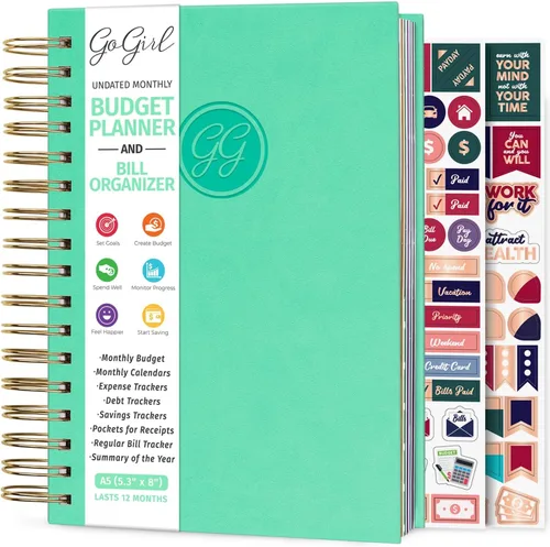 Miniatura 19 de GoGirl Planificador de presupuesto y organizador mensual de facturas, libro financiero mensual con bolsillos. Cuaderno de seguimiento de gastos