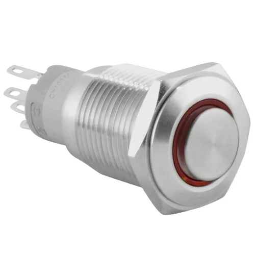 Miniatura 6 de JacobsParts Interruptor de arranque momentáneo de acero inoxidable plateado con LED azul para orificio de corte de panel de 1/2" (12 mm) de diámetro