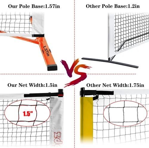 Miniatura 2 de Portable Pickleball Net Set, 22FT Regularion Size Pickle Ball Net with Paddles Set, Outdoor Pickleballs and Carry Bag, Easy Setup for Indoor, Naranja