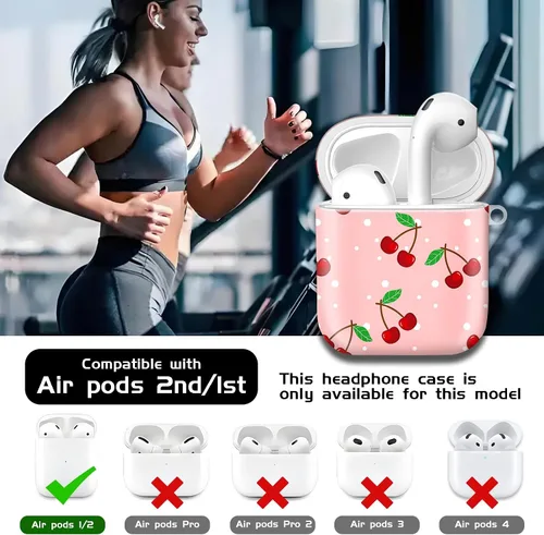 Miniatura 6 de Compatible con AirPods de 2ª generación de 1ª generación, bonita funda rígida con llavero dorado, funda protectora de TPU suave a prueba de golpes