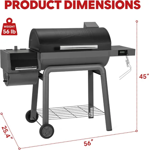 Miniatura 2 de Feasto - Parrilla de carbón resistente de 30 pulgadas, control digital de temperatura y 2 sondas para carne Outdoor BBQ Grill with Offset Smoker