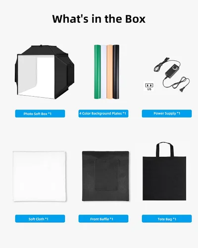 Miniatura 8 de Caja de Luz Portátil Glendan para Fotografía: Caja de Foto Profesional Ajustable de 16"x16" con Luces LED CRI 480 de Alta Calidad - Caja de Luz