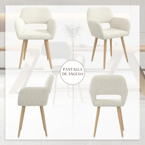 Miniatura 9 de Juego de 1 silla de escritorio para oficina en casa, silla de tocador de tela de pana para maquillaje con respaldo hueco, cómodo sillón con marco