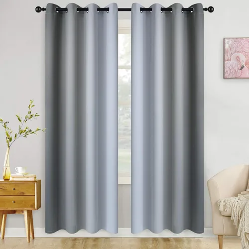 Miniatura 26 de COSVIYA Cortinas 100% Opacas Azul Degradado con Lazos Ajustables para Cocina Aislamiento Térmico Oscurecimiento de Habitación Cenefa con Bolsillo