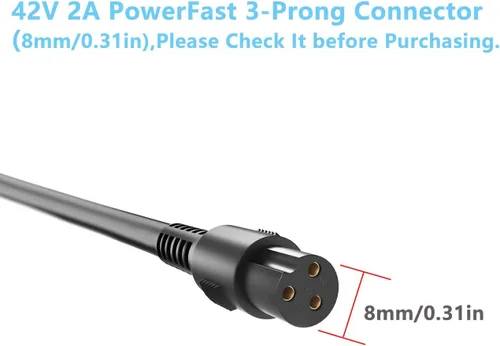 Miniatura 6 de Adaptador de corriente de 42V 2A PowerFast, Conector en línea de 3 clavijas para Sports Mod de 36V, Pocket Mod batería de litio, cargador de batería