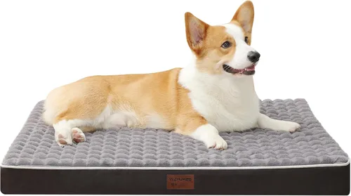 Miniatura 24 de Cama para perro, camas ortopédicas impermeables para perros grandes, medianos y pequeños, almohadilla para jaula de perro con funda extraíble Gris