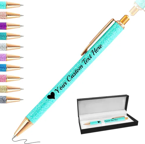 Miniatura 55 de Bolígrafos con purpurina personalizados con nombre, bolígrafos bonitos y bonitos personalizados, bolígrafos retráctiles de tinta negra, suministros