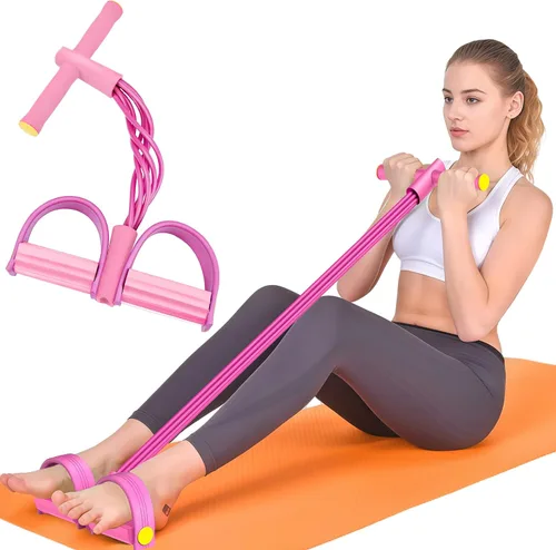 Miniatura 8 de Bandas de resistencia con asas, bandas elásticas de resistencia de pedal de 6 tubos para entrenamiento, bandas de ejercicio de goma natural