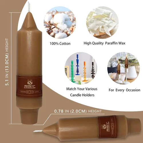 Miniatura 2 de Velas cónicas cortas de 5 pulgadas, hechas a mano, sin perfume, juego de 4 velas cónicas en espiral trenzadas para decoración del hogar y bodas