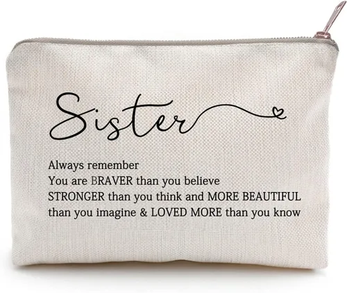Miniatura 9 de Estuche de maquillaje para mejor amiga, bolsa de cosméticos para ella, para hermana, cumpleaños, neceser, regalo, citas de motivación, regalo