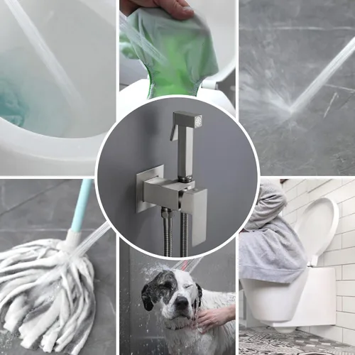 Miniatura 5 de SHAMANDA Rociador de bidé de agua tibia para inodoro con válvula de instalación en bruto de latón caliente y fría, juego de accesorio de bidé