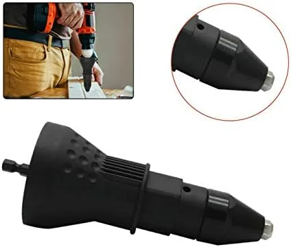 Miniatura 2 de Adaptador de pistola remachadora eléctrica negra, adaptador de taladro inalámbrico, herramienta de inserción, kit de adaptador de remachador con 4