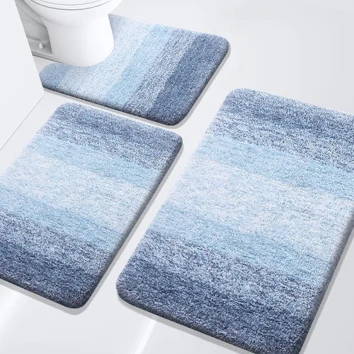 Miniatura 25 de Arotive - Juego de alfombras de baño de 3 piezas, alfombras de baño extra suaves y absorbentes, alfombrillas de baño lavables a máquina y que se