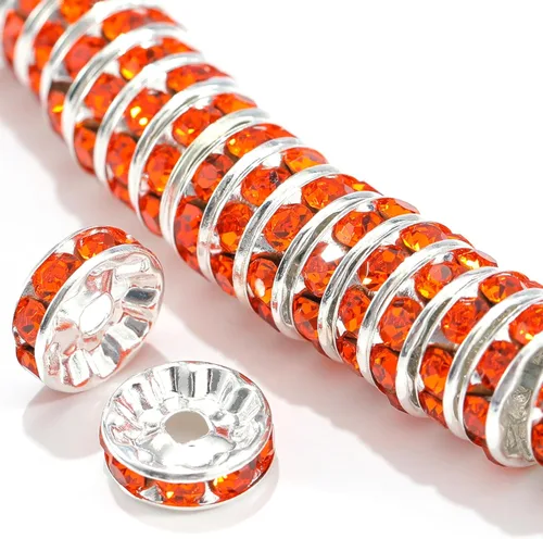 Miniatura 13 de 100 cuentas espaciadoras Rondelle redondas de cristal con diamantes de imitación checos chapados en plata, cuentas sueltas para manualidades, Blanco