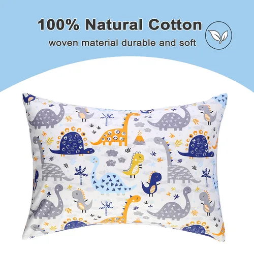 Miniatura 5 de Paquete de 2 fundas de almohada para niños pequeños, 100% algodón de 14 x 19 pulgadas, se adapta a almohadas de ropa de cama de niños pequeños de 14