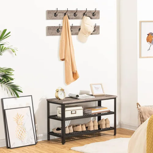 Miniatura 4 de HOOBRO Hall Tree Banco de Almacenamiento para Entrada, Banco Perchero para Zapatos, Organizador de Estante para Zapatos con Ganchos para Abrigos