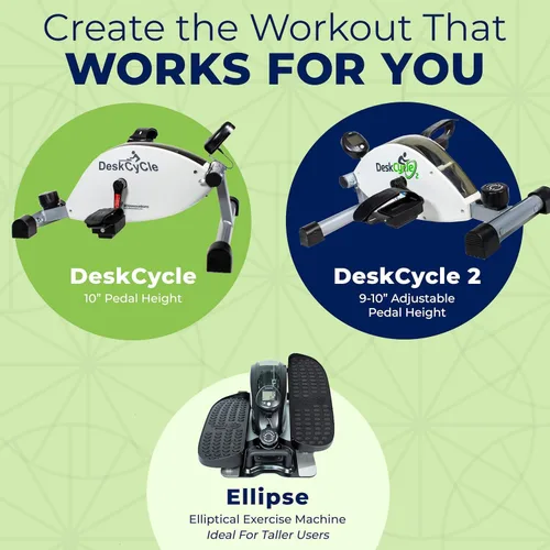 Miniatura 8 de DeskCycle Ejercitador de pedal para bicicleta debajo del escritorio, bicicletas estacionarias para el hogar y la oficina, versiones de altura