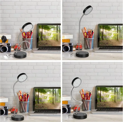Miniatura 9 de Lámpara de escritorio LED de cuello de cisne flexible de 19.25 pulgadas, luz de mesa plegable con base estable, 4.5 W, 260 lúmenes, 4000 K, cable