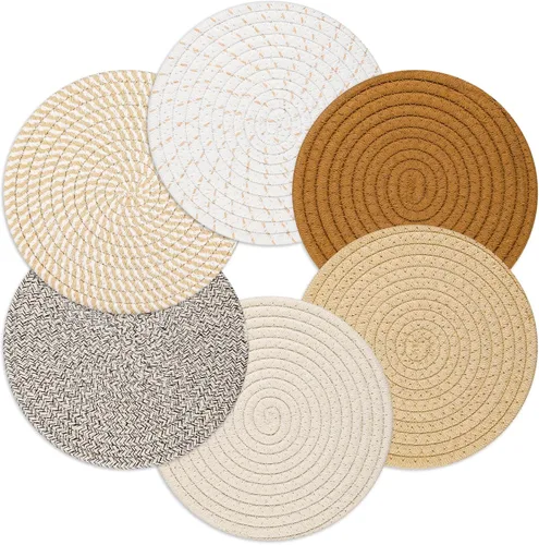 Billbotk Salvamanteles de 8" para ollas y sartenes calientes, 6 almohadillas resistentes al calor, soportes para ollas para cocina, alfombrillas