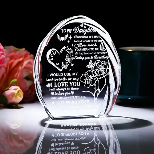 Miniatura 4 de Regalos para hija de mamá papá, regalos de cumpleaños para el día de la madre para hija adulta, recuerdos de cristal para mi hija, regalo