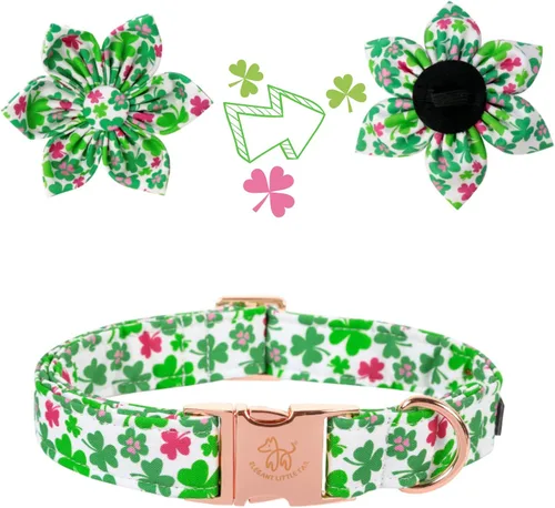 Miniatura 3 de Elegant little tail Collar de perro de San Patricio con flor, collares de perro con flores, trébol verde, regalo para mascotas, collares ajustables