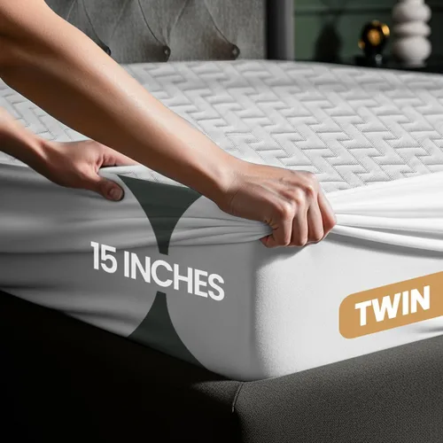 Miniatura 2 de Utopia Bedding - Protector de colchón impermeable de tamaño individual, funda de colchón de tela 3D Air suave prémium, se ajusta a colchones de 15