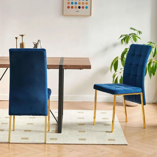 Miniatura 3 de NORDICANA Juego de 4 sillas de comedor tapizadas de terciopelo para cocina clásica, con respaldo alto, sillas auxiliares copetudas de cola de Negro