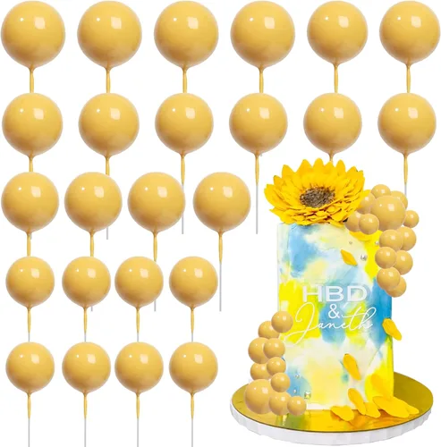 Miniatura 17 de 24 piezas de adornos para pastel con bolas, adornos para cupcakes, bolas de espuma con forma de pastel, púas de pastel con forma de bola, globos