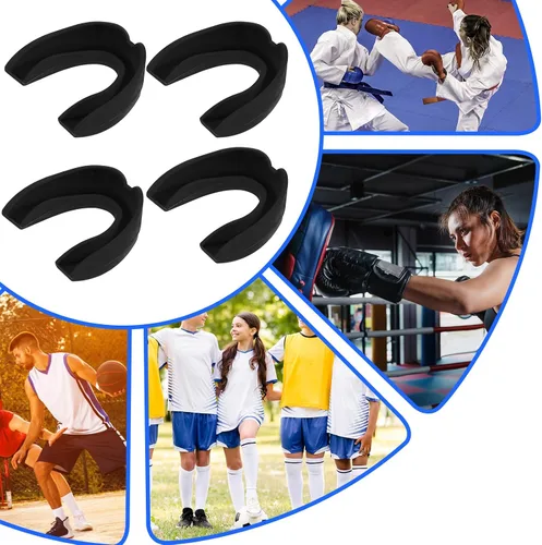 Miniatura 6 de Dimeho Paquete de 4 protectores bucales deportivos, boquilla deportiva, armadura de dientes, protector bucal para fútbol, boxeo, hockey, karate