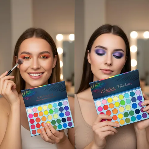 Miniatura 9 de BestLand Paleta de sombras de ojos arcoíris de 39 colores, maquillaje profesional, paletas de sombras de ojos metalizadas mate, polvo ultra