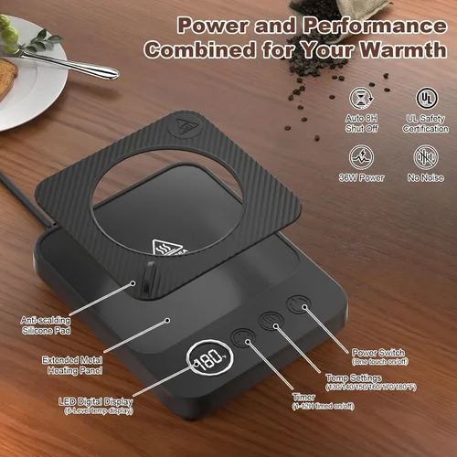 Miniatura 6 de Calentador de Taza de Café y Juego de Taza para Escritorio, Calentador Eléctrico de Taza de Café con Taza Calentada de 16oz, Calentador de Café