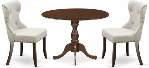 Miniatura 17 de East West Furniture DMSI3-ABK-48 - Juego de mesa de comedor de 3 piezas para espacios pequeños que contiene una mesa de comedor redonda con gotas