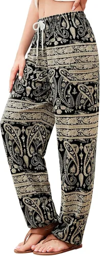 Miniatura 26 de QIANXIZHAN - Pantalones harem para mujer, pantalones palazzo hippie, joggers bohemios con bolsillos, ropa de yoga