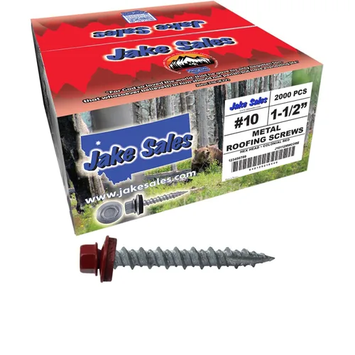Miniatura 46 de 10 tornillos para techos de metal gris ABC de 1-1/2 pulgadas, cabezal de arandela hexagonal, arranque automático/roscado, arandela EPDM. 1 bolsa