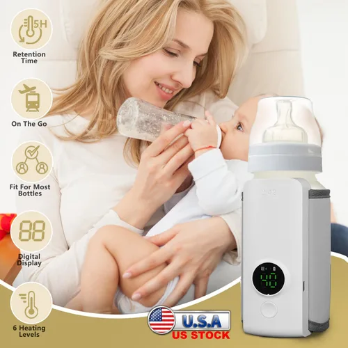 Miniatura 9 de TeqHome Calentador de biberones portátil para viajes, calentamiento instantáneo y calentamiento constante, calentador de biberones portátil