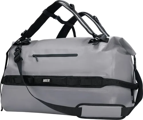 MIER Bolsa de Lona Grande Impermeable con Parte Superior Enrollable, Mochila Seca, Bolsas de Lona para Kayak, Rafting, Navegación, Natación, Gris